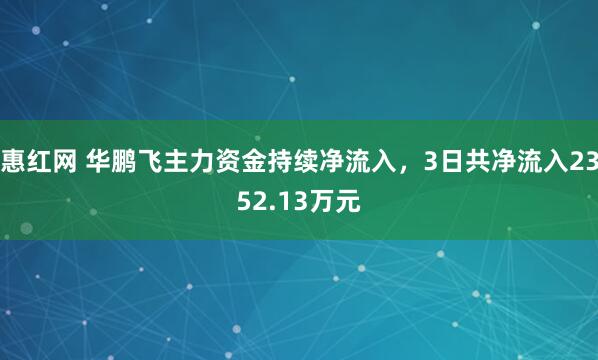 惠红网 华鹏飞主力资金持续净流入,3日共净流入2352.13万元